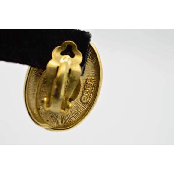 Erwin Pearl Vintage Clip On Earrings Brushed Gold Silver PEP Signed NOS 1980s 9F - Picture 8 of 8